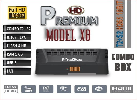 گیرنده کمبو پرمیوم x8 ده بیت H265 HEVC دوکاره T2 S2 C-Combo محصول 2025